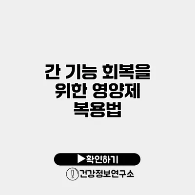 간 기능 회복을 위한 영양제 복용법