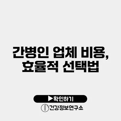 간병인 업체 비용, 효율적 선택법