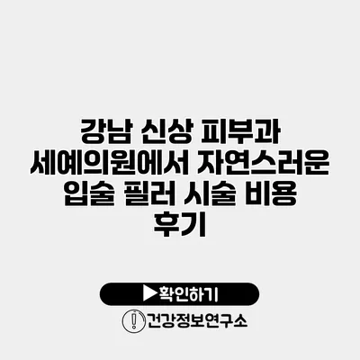 강남 신상 피부과 세예의원에서 자연스러운 입술 필러 시술 비용 후기