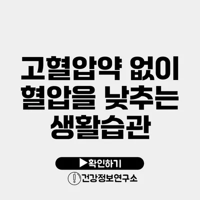 고혈압약 없이 혈압을 낮추는 생활습관