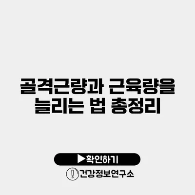 골격근량과 근육량을 늘리는 법 총정리