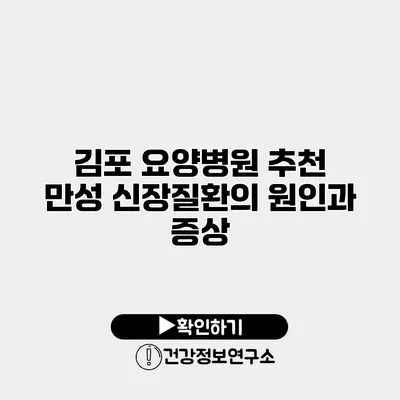 김포 요양병원 추천 만성 신장질환의 원인과 증상