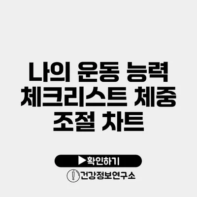 나의 운동 능력 체크리스트 체중 조절 차트