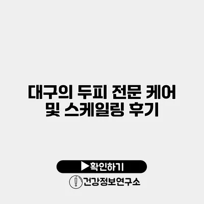 대구의 두피 전문 케어 및 스케일링 후기