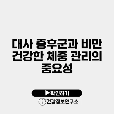 대사 증후군과 비만 건강한 체중 관리의 중요성