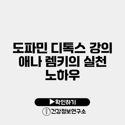 도파민 디톡스 강의 애나 렘키의 실천 노하우