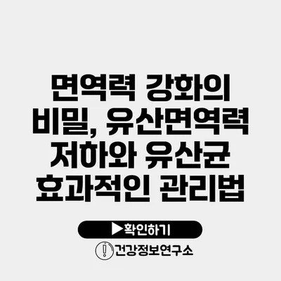 면역력 강화의 비밀, 유산면역력 저하와 유산균 효과적인 관리법