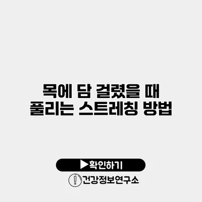 목에 담 걸렸을 때 풀리는 스트레칭 방법