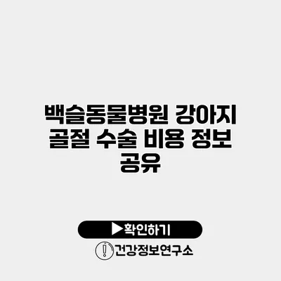 백슬동물병원 강아지 골절 수술 비용 정보 공유