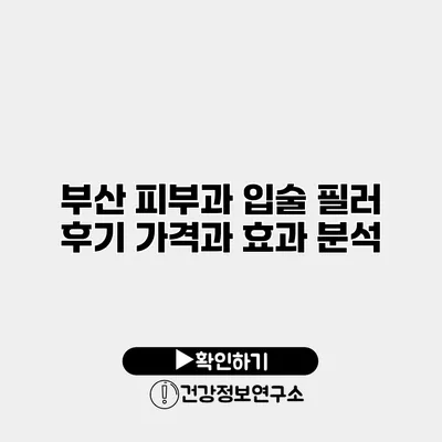 부산 피부과 입술 필러 후기 가격과 효과 분석