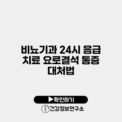 비뇨기과 24시 응급 치료 요로결석 통증 대처법