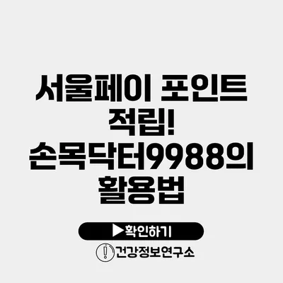 서울페이 포인트 적립! 손목닥터9988의 활용법