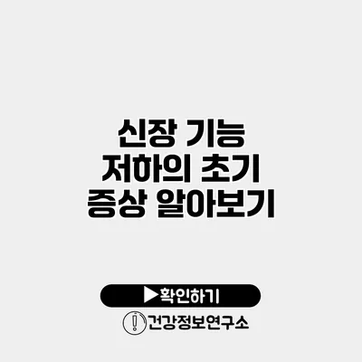 신장 기능 저하의 초기 증상 알아보기