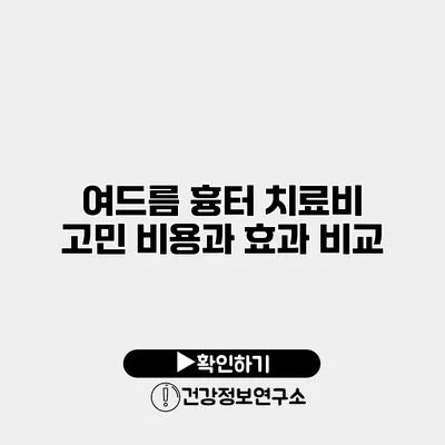 여드름 흉터 치료비 고민 비용과 효과 비교
