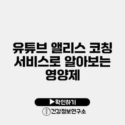 유튜브 앨리스 코칭 서비스로 알아보는 영양제