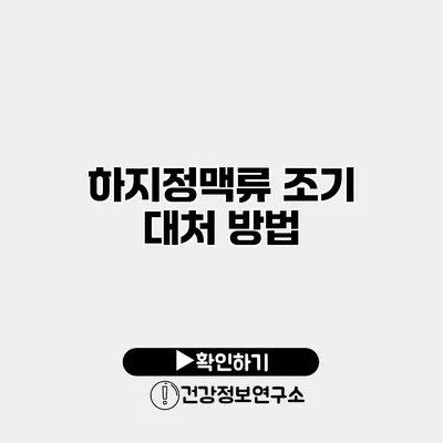 하지정맥류 조기 대처 방법