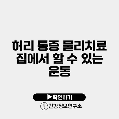 허리 통증 물리치료 집에서 할 수 있는 운동