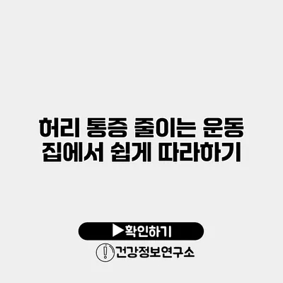 허리 통증 줄이는 운동 집에서 쉽게 따라하기