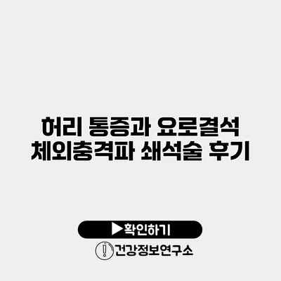 허리 통증과 요로결석 체외충격파 쇄석술 후기