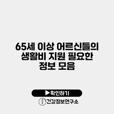 65세 이상 어르신들의 생활비 지원 필요한 정보 모음