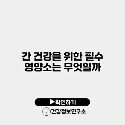 간 건강을 위한 필수 영양소는 무엇일까?