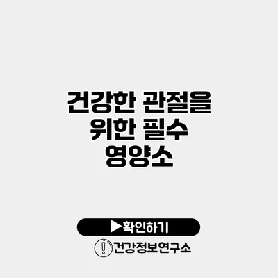 건강한 관절을 위한 필수 영양소