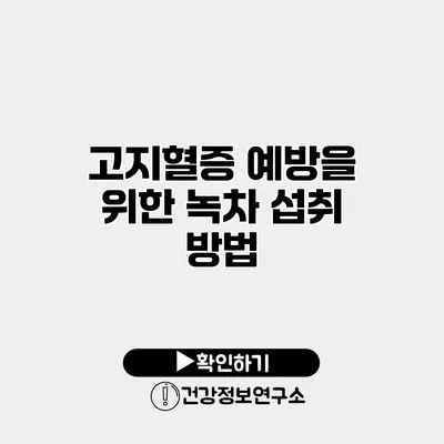 고지혈증 예방을 위한 녹차 섭취 방법