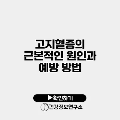 고지혈증의 근본적인 원인과 예방 방법