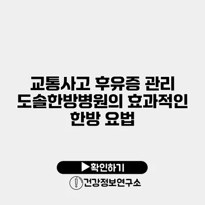 교통사고 후유증 관리 도솔한방병원의 효과적인 한방 요법