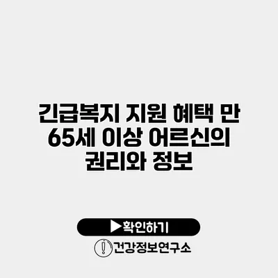 긴급복지 지원 혜택 만 65세 이상 어르신의 권리와 정보