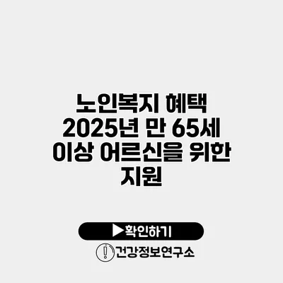 노인복지 혜택 2025년 만 65세 이상 어르신을 위한 지원