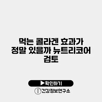 먹는 콜라겐 효과가 정말 있을까? 뉴트리코어 검토