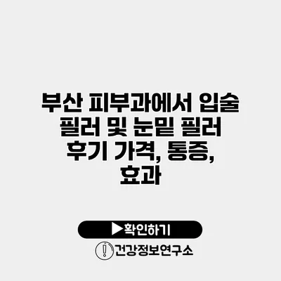 부산 피부과에서 입술 필러 및 눈밑 필러 후기 가격, 통증, 효과