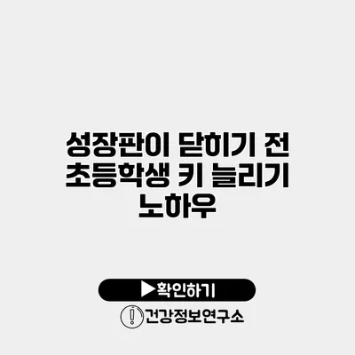 성장판이 닫히기 전 초등학생 키 늘리기 노하우