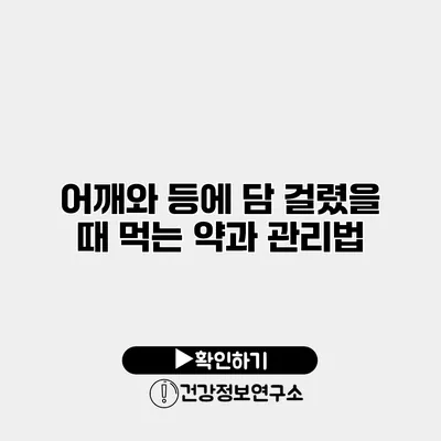 어깨와 등에 담 걸렸을 때 먹는 약과 관리법