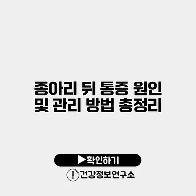 종아리 뒤 통증 원인 및 관리 방법 총정리