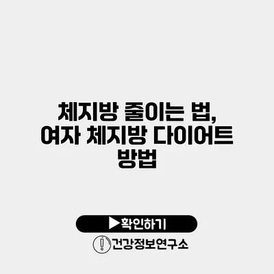 체지방 줄이는 법, 여자 체지방 다이어트 방법