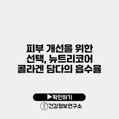 피부 개선을 위한 선택, 뉴트리코어 콜라겐 담다의 흡수율