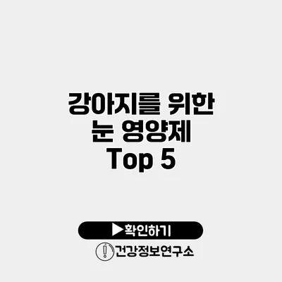 강아지를 위한 눈 영양제 Top 5