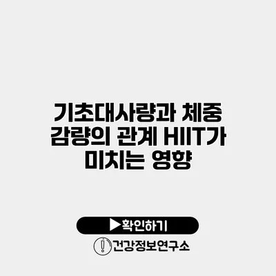기초대사량과 체중 감량의 관계 HIIT가 미치는 영향