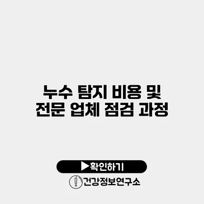 누수 탐지 비용 및 전문 업체 점검 과정
