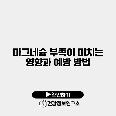 마그네슘 부족이 미치는 영향과 예방 방법