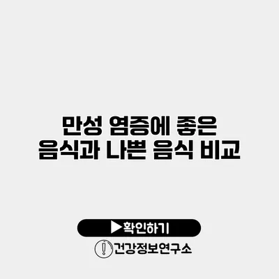 만성 염증에 좋은 음식과 나쁜 음식 비교