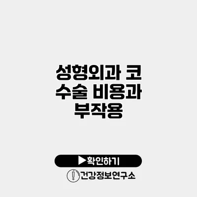 성형외과 코 수술 비용과 부작용