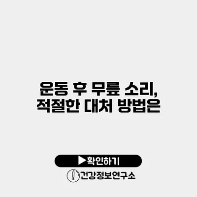 운동 후 무릎 소리, 적절한 대처 방법은?