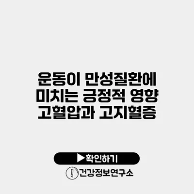 운동이 만성질환에 미치는 긍정적 영향 고혈압과 고지혈증