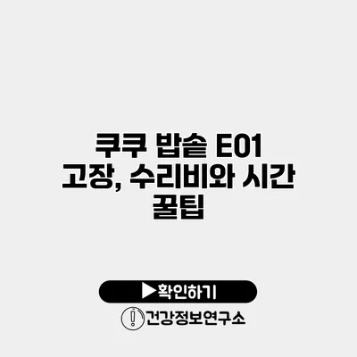 쿠쿠 밥솥 E01 고장, 수리비와 시간 꿀팁