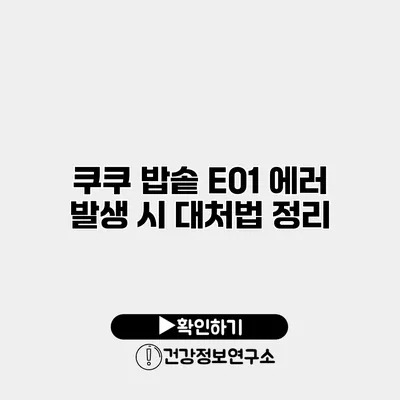 쿠쿠 밥솥 E01 에러 발생 시 대처법 정리