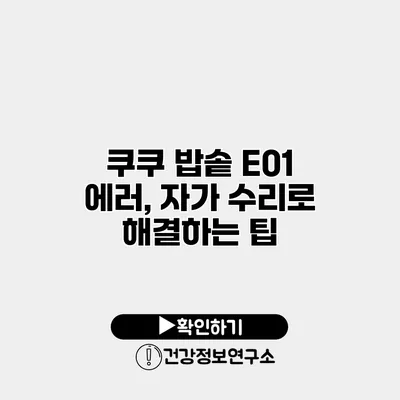 쿠쿠 밥솥 E01 에러, 자가 수리로 해결하는 팁