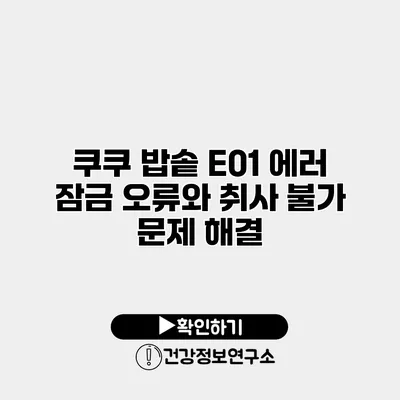 쿠쿠 밥솥 E01 에러 잠금 오류와 취사 불가 문제 해결